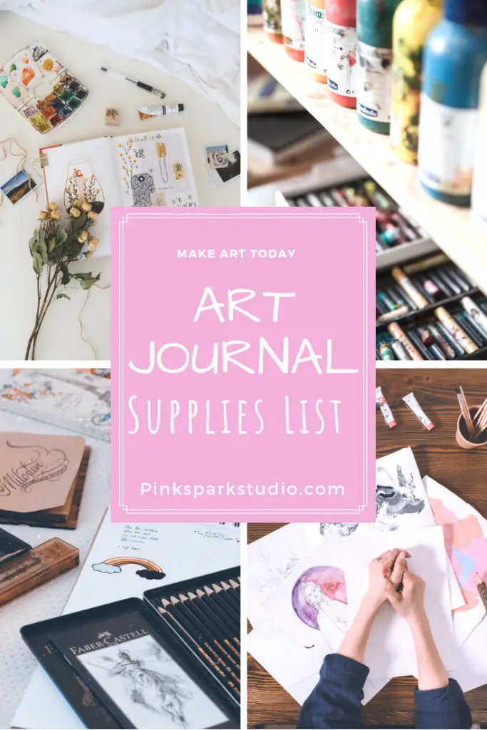 Art Journal Supplies List for art journaling - Pink Spark Studio