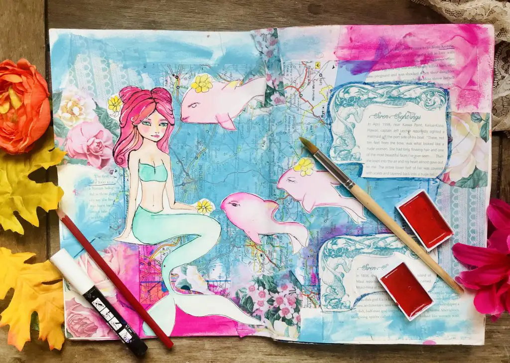 mixed media art journal page