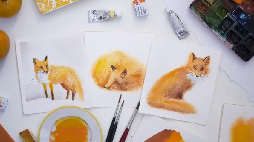Watercolor fluffy fox class