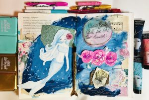 Collage words in art journal