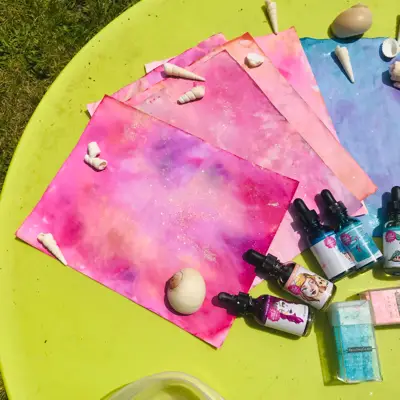 dyed pink paper
