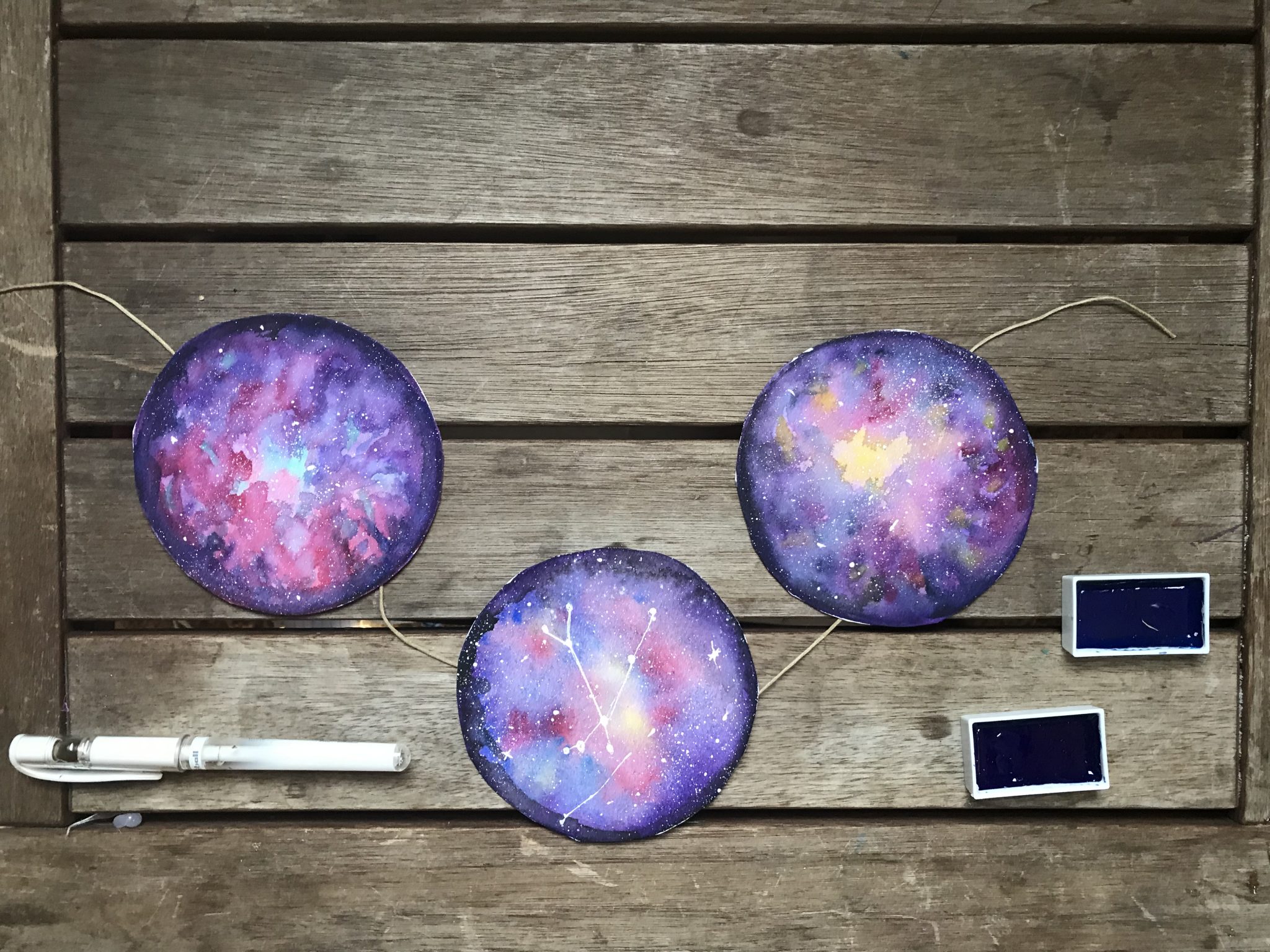 how to paint a watercolor galaxy Pink Spark Studio