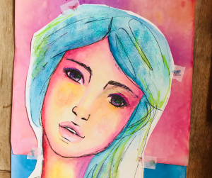 Watercolor skin tone stylized portrait 