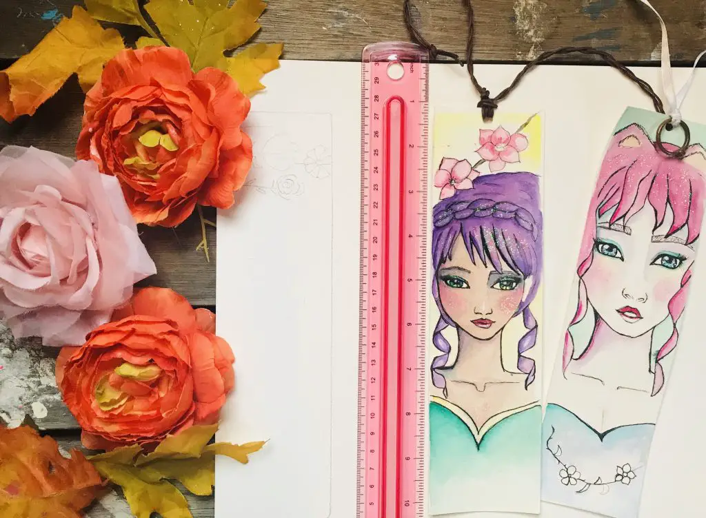 Measuring diy watercolor bookmarks