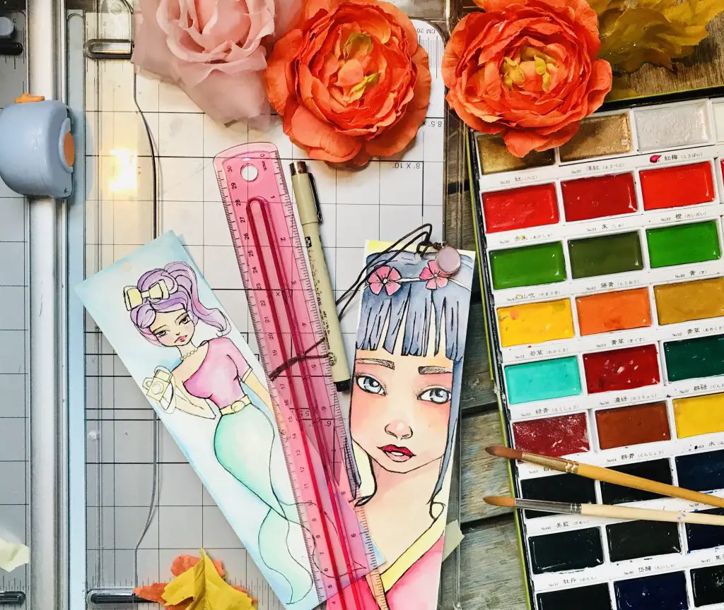 Diywatercolor bookmark supplies 