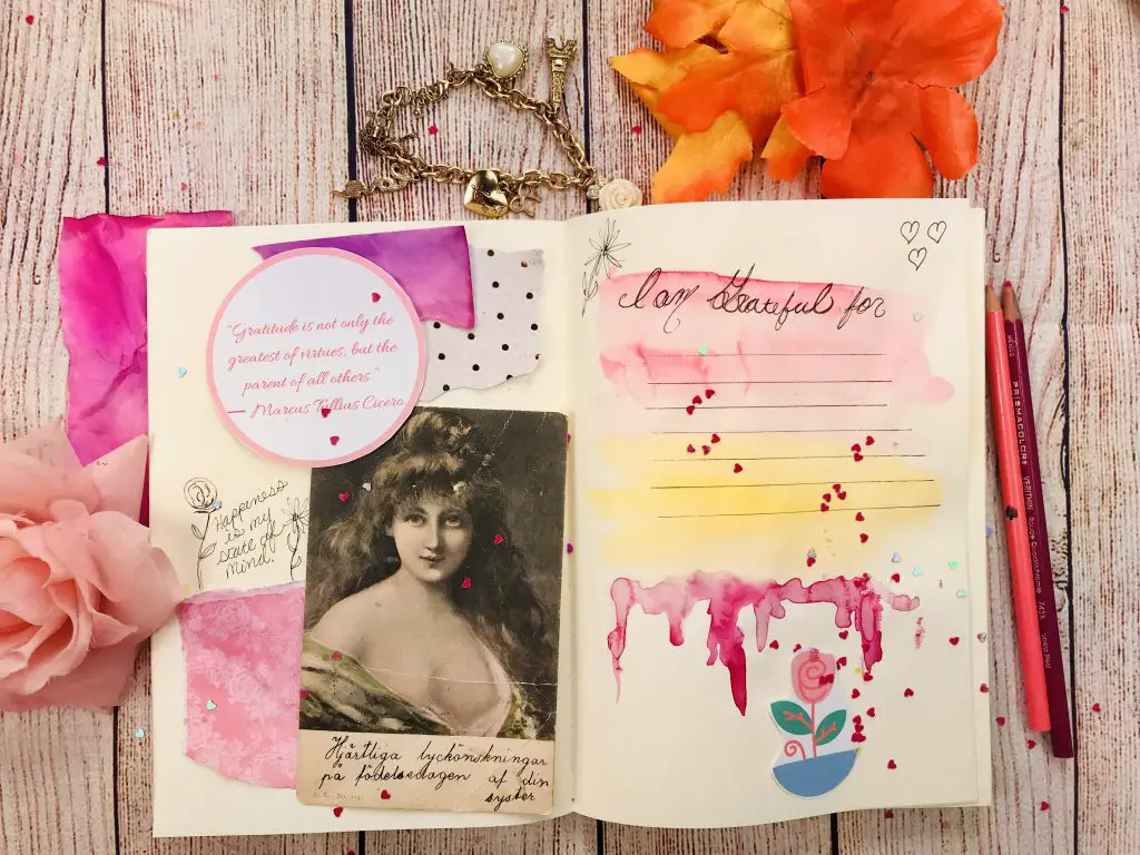 Gratitude art journal page