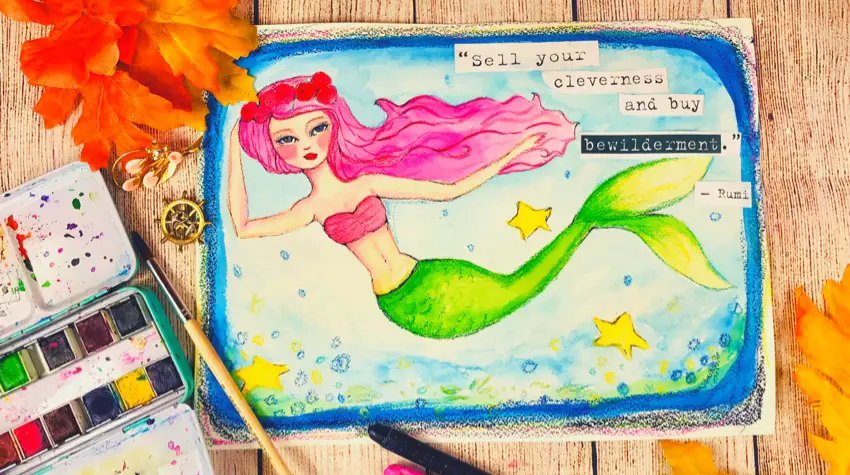 Mermaid art journal prompt