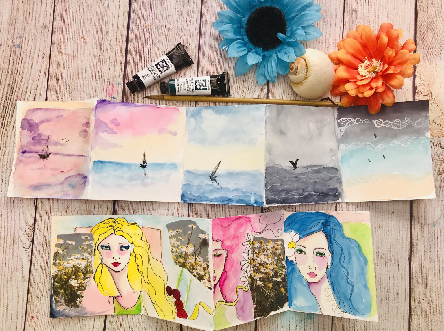 How to make an Accordion SketchbookJapanese Fold Sketchbook Pink