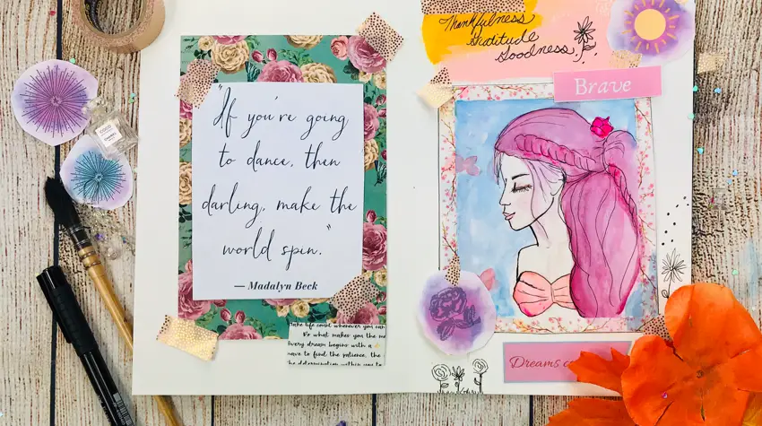 Add words to your art journal