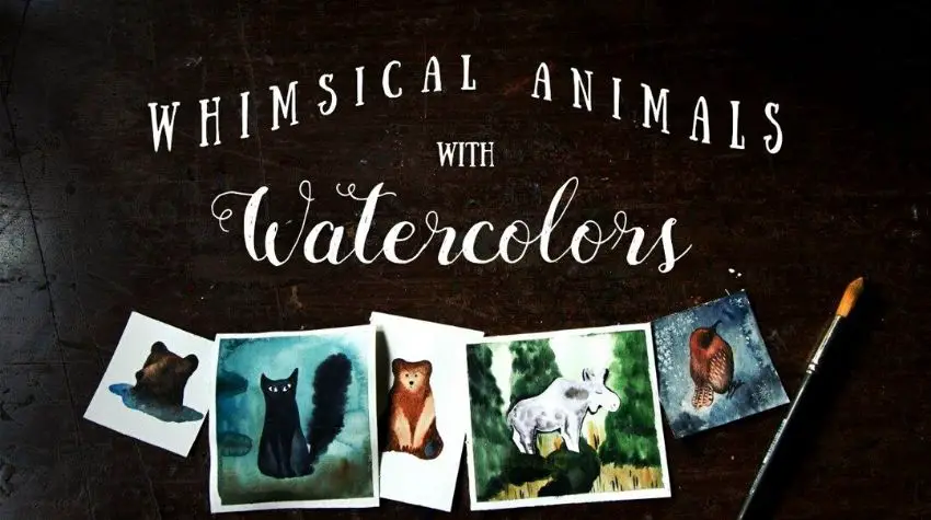 Whimsical animals watercolor illustration class