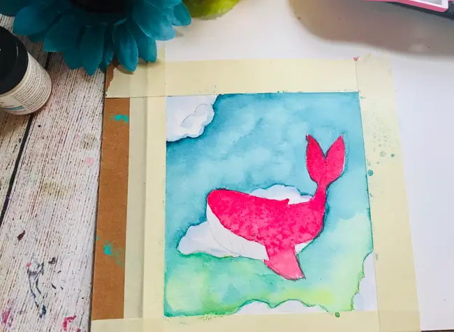 Watercolor whale tutorial 