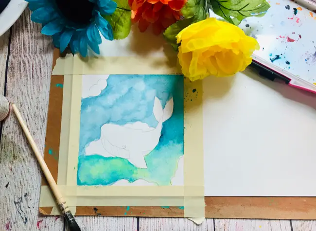 Watercolor Sky Whale Tutorial yellow wash