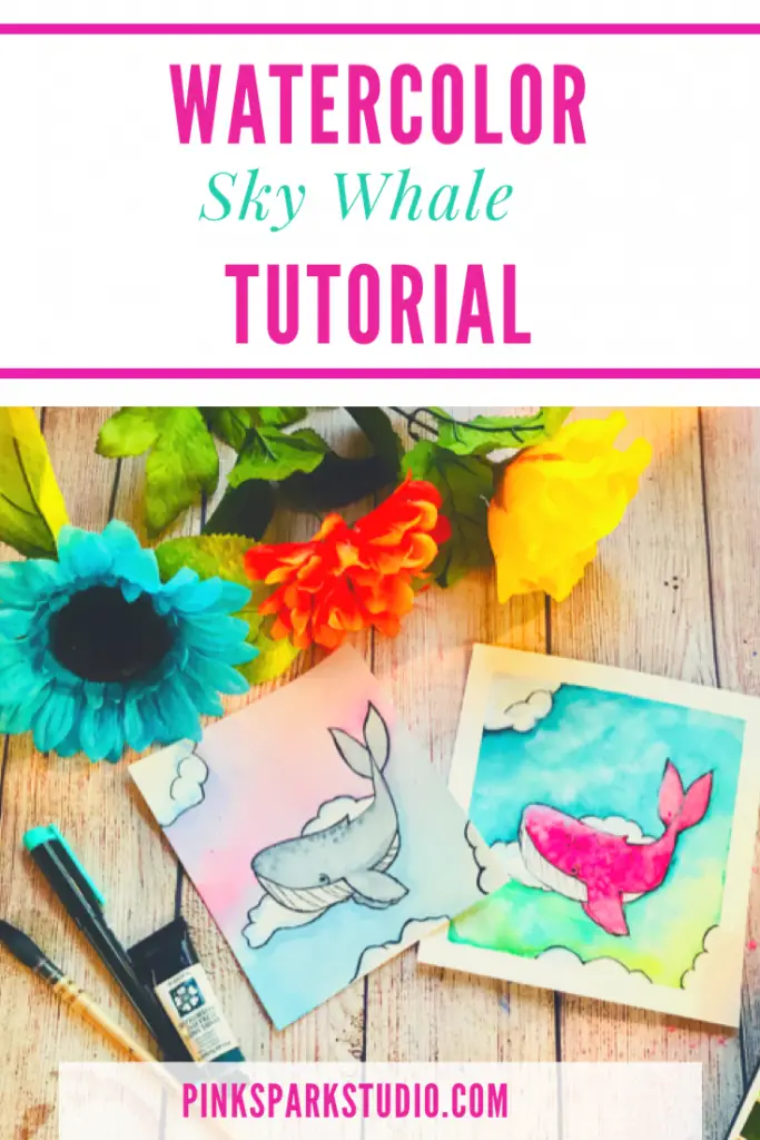 Watercolor sky whale tutorial 