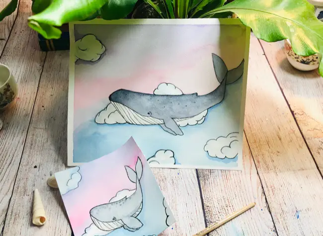 Watercolor whale t