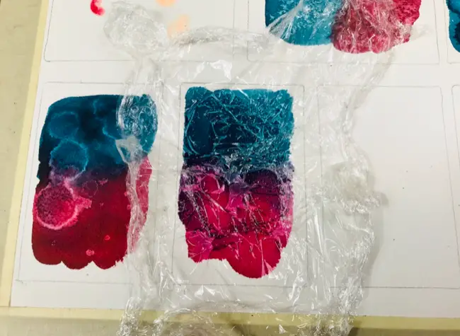 Plastic wrap on watercolor technique 