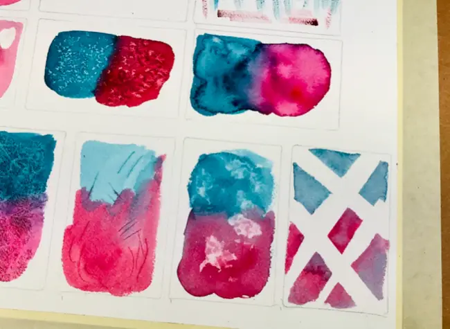 Watercolor painting with tape